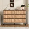 A modern sideboard with a black metal frame and wooden drawers is displayed in a room. Anteprima dell’immagine prodotto