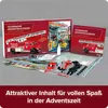 A fire engine advent calendar kit with various model parts and accessories laid out. Produktbild-Vorschau