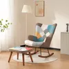 MODFU Schaukelstuhl Patchwork Sessel mit Fußstütze , Produktbild-Vorschau 2