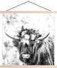 MuchoWow® Textilposter Schottisches Hochlandrind - Blumen - Produktbild-Vorschau 1