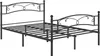 A black metal bed frame is shown against a white background. Podgląd zdjęcia produktu