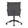The back view of a gray office chair with a black base and wheels, isolated on a white background. Produktbild-Vorschau