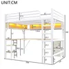 A diagram of a loft bed with integrated desk and shelving, showing various dimensions. Anteprima dell’immagine prodotto
