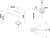 Technical drawing of a faucet with dimensions and angles. Produktbild-Vorschau