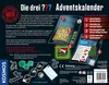 The back of a KOSMOS Die drei ??? Advent Calendar box, showing the product's features and contents. Voir les images du produit