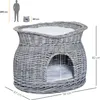 PawHut Rattan Weidenkorb für Katzen Katzenhütte mit 2 Produktbild-Vorschau 3