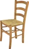 A wooden chair with a straw seat is shown against a white background. Produktbild-Vorschau