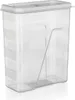 A clear, studio shot of a transparent plastic storage container with a white lid. Produktbild-Vorschau