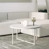 Wohnzimmertisch rund 80 cm mit Marmoreffektplatte Granato - Produktbild-Vorschau 2
