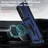 A blue phone case with a ring holder is shown attached to a magnetic car mount inside a car. Produktbild-Vorschau