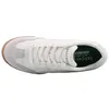 A top-down view of a white sneaker with gray accents and a brown sole. Produktbild-Vorschau