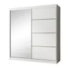 A white wardrobe with a mirrored sliding door and four drawers. Produktbild-Vorschau