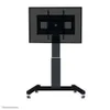 A black rolling TV stand with a screen mount. Produktbild-Vorschau