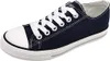 A single navy blue canvas sneaker with white laces and a white toe cap is shown from a side angle against a white background. Produktbild-Vorschau