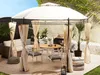 BELIANI Garten-Pavillon Beige Stahl mit Dach Seitenwänden Produktbild-Vorschau 2