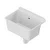A white sink with a drain pipe attached, shown from a slightly elevated angle against a white background. Produktbild-Vorschau