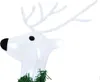 A close-up of a white LED reindeer decoration with a black nose and a green garland around its neck. Podgląd zdjęcia produktu