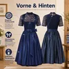 Dirndl Kleid Damen Lang, Trachtenkleid mit Schürze und Produktbild-Vorschau 7