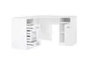 A white corner desk with drawers and shelves against a white background. Náhled obrázku produktu
