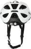 The back view of a white bicycle helmet with black straps. Produktbild-Vorschau