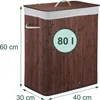 Relaxdays Wäschekorb mit Deckel, Bambus, 80 l, faltbarer Produktbild-Vorschau 4