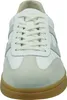 A close-up, front-facing view of a white and beige sneaker. Produktbild-Vorschau