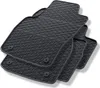 A stack of black rubber car floor mats with a honeycomb pattern. Produktbild-Vorschau