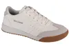 A white SKECHERS shoe with gray accents and a brown sole, shown from a side angle against a white background. Produktbild-Vorschau