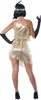 A woman wearing a gold flapper costume from the 1920s, seen from the back. Produktbild-Vorschau