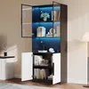 Moderne minimalistische Vitrine mit Glastüren, Hochschrank Produktbild-Vorschau 6