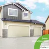 A modern house with a double garage, featuring two solar wall lights mounted above the garage doors. Produktbild-Vorschau