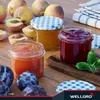 WELLGRO 6x Einmachgläser mit Schraubdeckel blau kariert - Produktbild-Vorschau 6