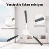 Close-up of a robot vacuum cleaner brush accessory with callouts highlighting its features. Voir les images du produit