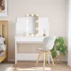 A white vanity table with a lighted mirror and a chair in a room. Anteprima dell’immagine prodotto