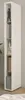 A tall, narrow white shelving unit with wooden shelves, displaying books and decorative items. Produktbild-Vorschau