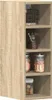 A narrow wooden shelving unit with various items on its shelves. Produktbild-Vorschau