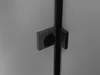A close-up view of a black shower door hinge mechanism against a light gray background. Produktbild-Vorschau