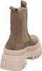 A single taupe boot is shown from a rear-diagonal angle against a white background. Podgląd zdjęcia produktu