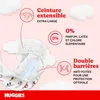 A close-up marketing image of a Huggies diaper, highlighting its features with text and icons. Náhled obrázku produktu