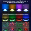 A collage of images showing different light modes and projections of a star projector lamp. Produktbild-Vorschau