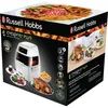 The image shows the packaging of a Russell Hobbs CycloFry Plus health fryer. The packaging displays images of the product and food cooked with it, along with feature descriptions. Produktbild-Vorschau