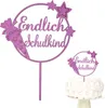 Oblique Unique Endlich Schulkind Holz Torten Topper Produktbild-Vorschau 1