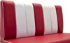 A close-up view of a red and white diner-style bench seat. Produktbild-Vorschau