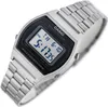 A close-up shot of a silver Casio digital watch with a black face. Produktbild-Vorschau