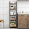A tall, narrow bookshelf filled with kitchen items is shown in a kitchen setting. Náhled obrázku produktu