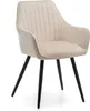 A single beige upholstered chair with black legs against a white background. Produktbild-Vorschau