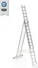 A silver aluminum ladder is shown in an 'A' frame configuration against a white background. The ladder has red non-slip feet. Produktbild-Vorschau
