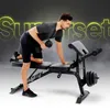 A man is performing a dumbbell row exercise on an adjustable weight bench. Náhľad obrázku produktu