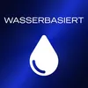 A blue background with white text and a white water drop icon. Voir les images du produit