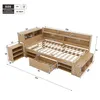 A diagram of a bed with dimensions and labels, showing its various components and overall size. Voir les images du produit